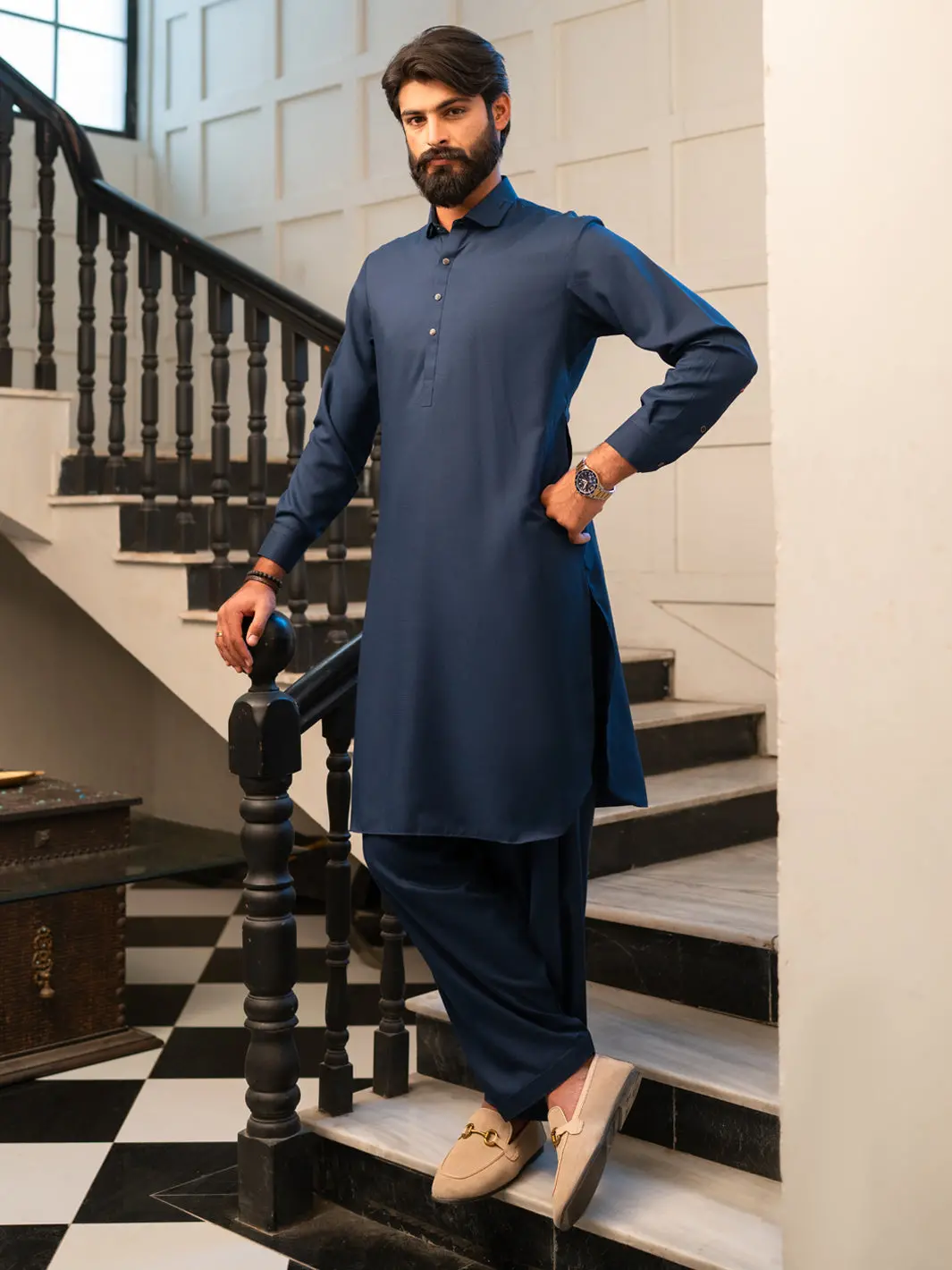 Blue Cut & Sew Kameez Shalwar - Alwa-Ks-647 1