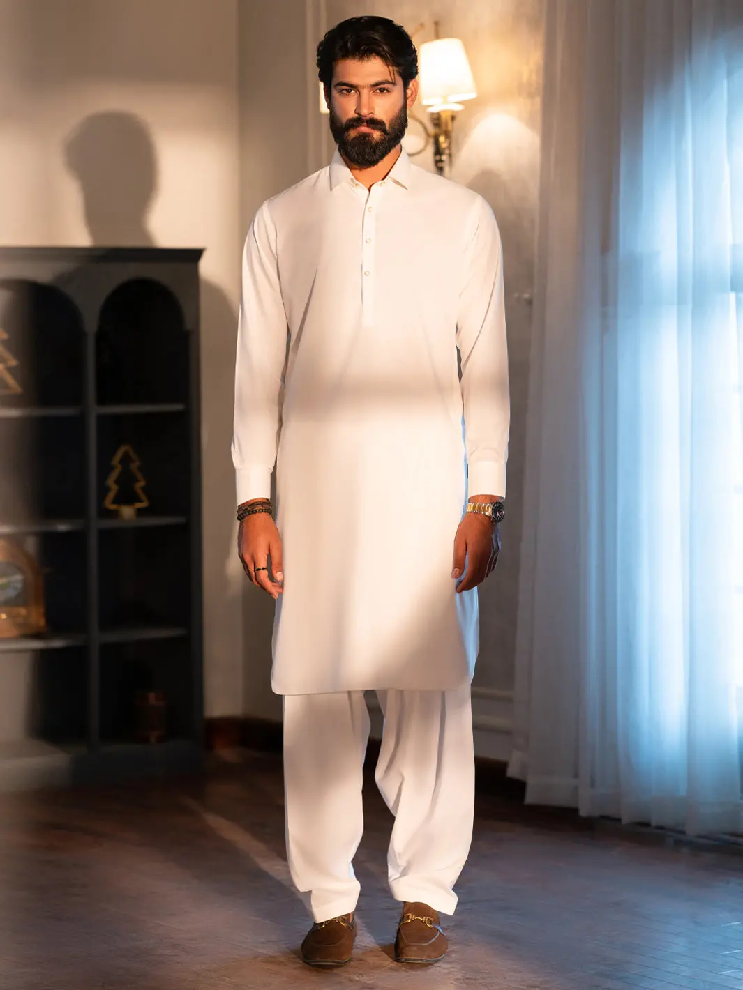 White Cut & Sew Kameez Shalwar - Alwa-Ks-653 1