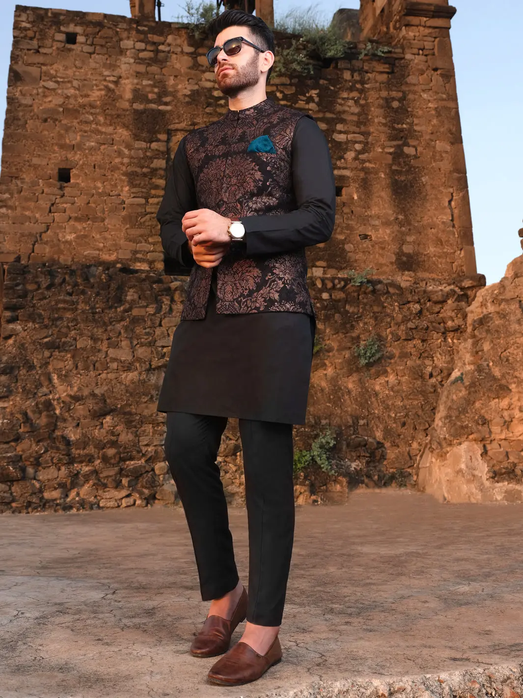 Black & Bronze Blended Waistcoat - Al-Wc-298 1