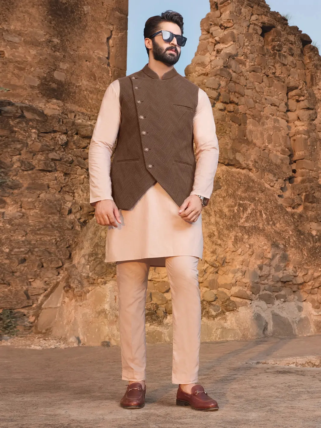 Brown Jacquard Waistcoat - Al-Wc-305 1
