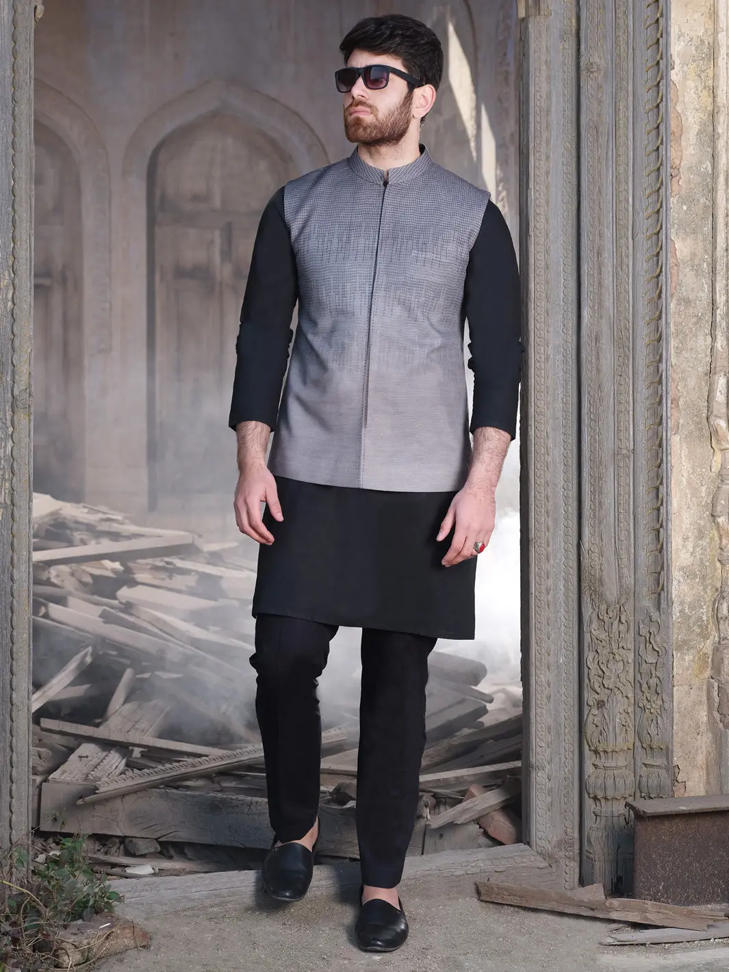 Light Grey Cotton Waistcoat - Al-Wc-307 1