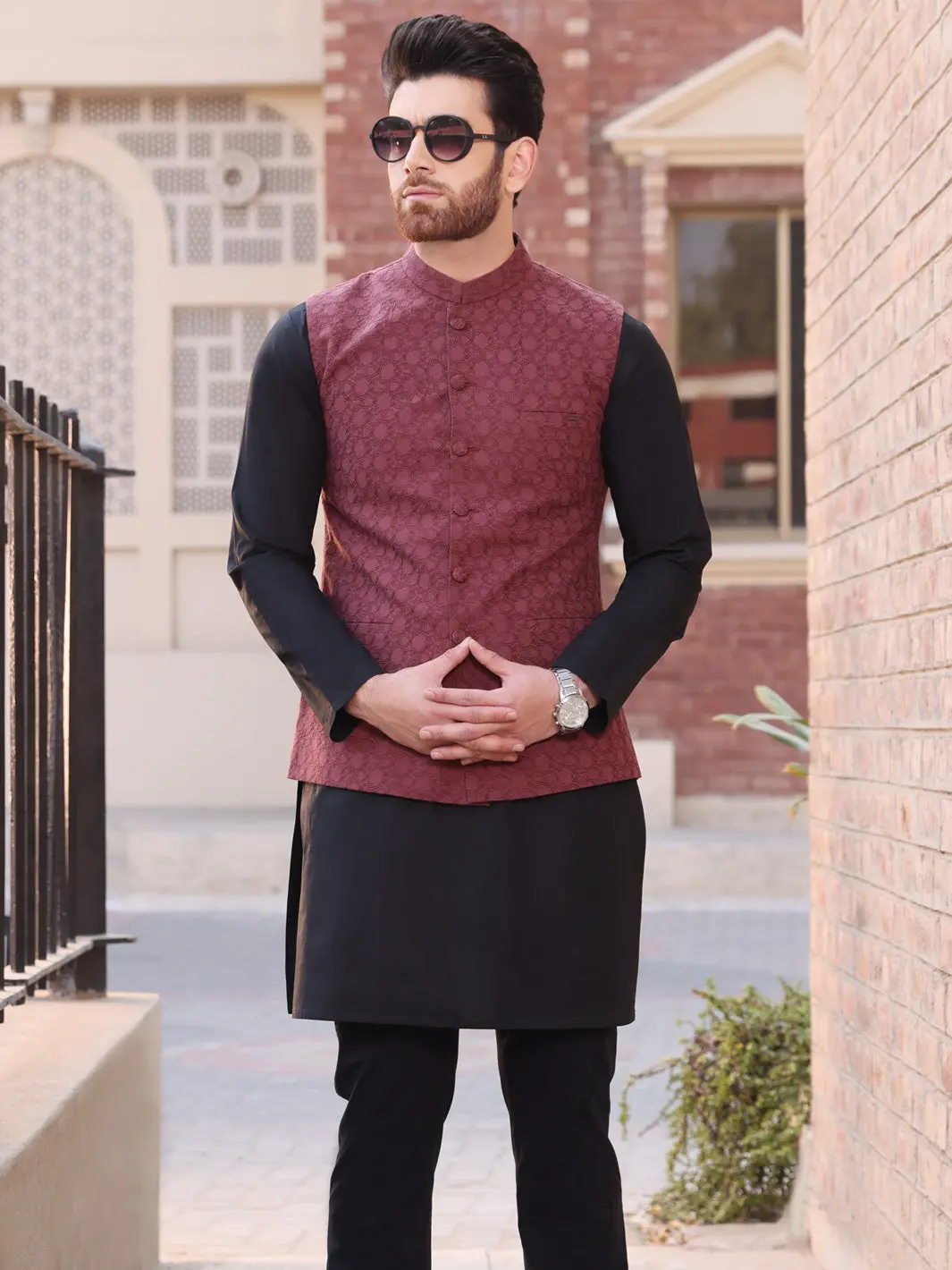Maroon Cotton Waistcoat - Al-Wc-335B 1