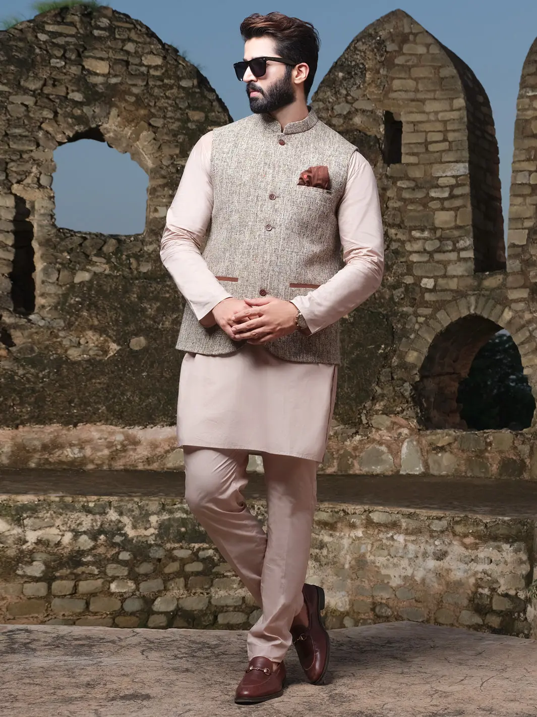 Light Brown Blended Waistcoat - Al-Wc-339 1