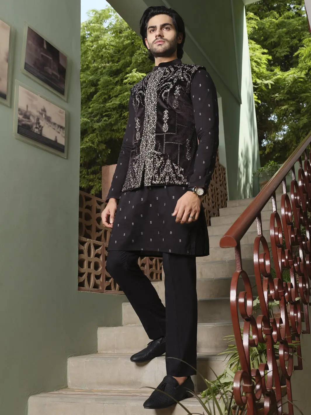 Black Velvet Waistcoat - Al-Wc-343 1