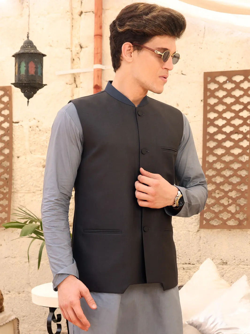 Black Blended Waistcoat - Al-Wc-363 1