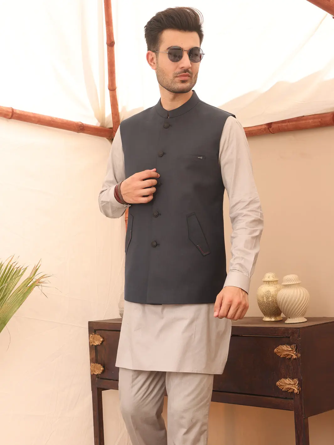Blue Blended Waistcoat - Al-Wc-364 1