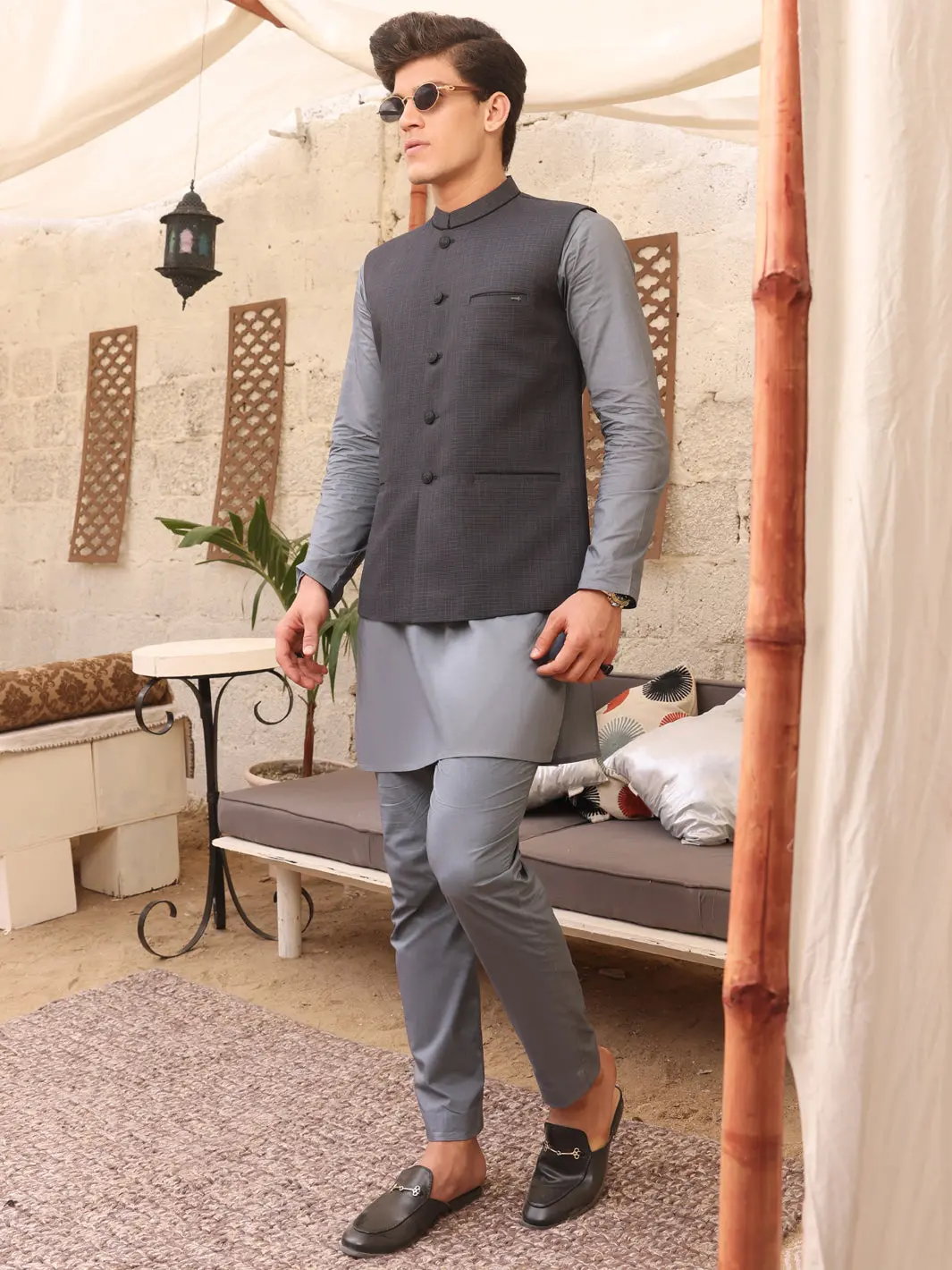 Charcoal Grey Blended Waistcoat - Al-Wc-368 1