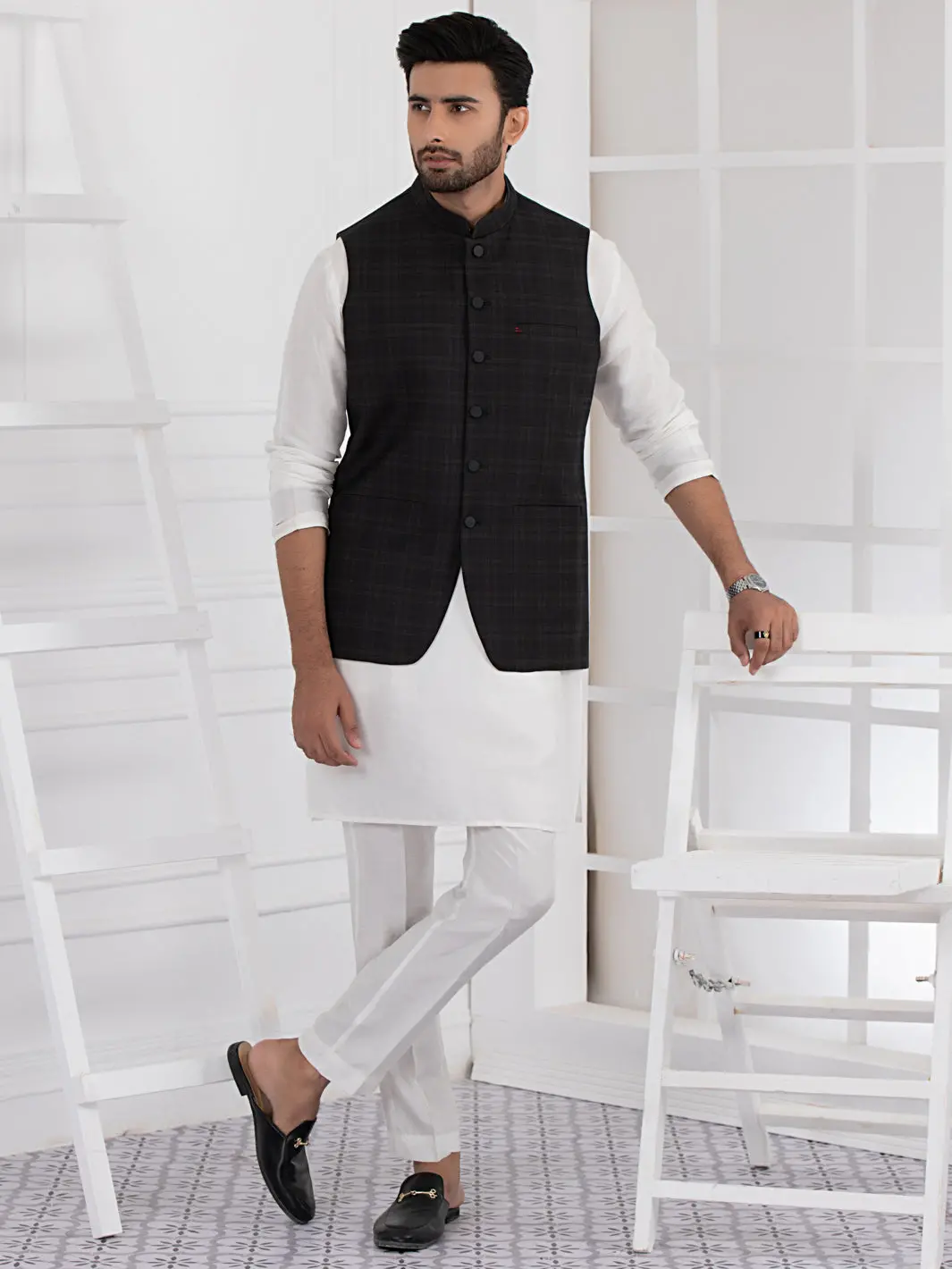 Black Blended Waistcoat - Al-Wc-408 1