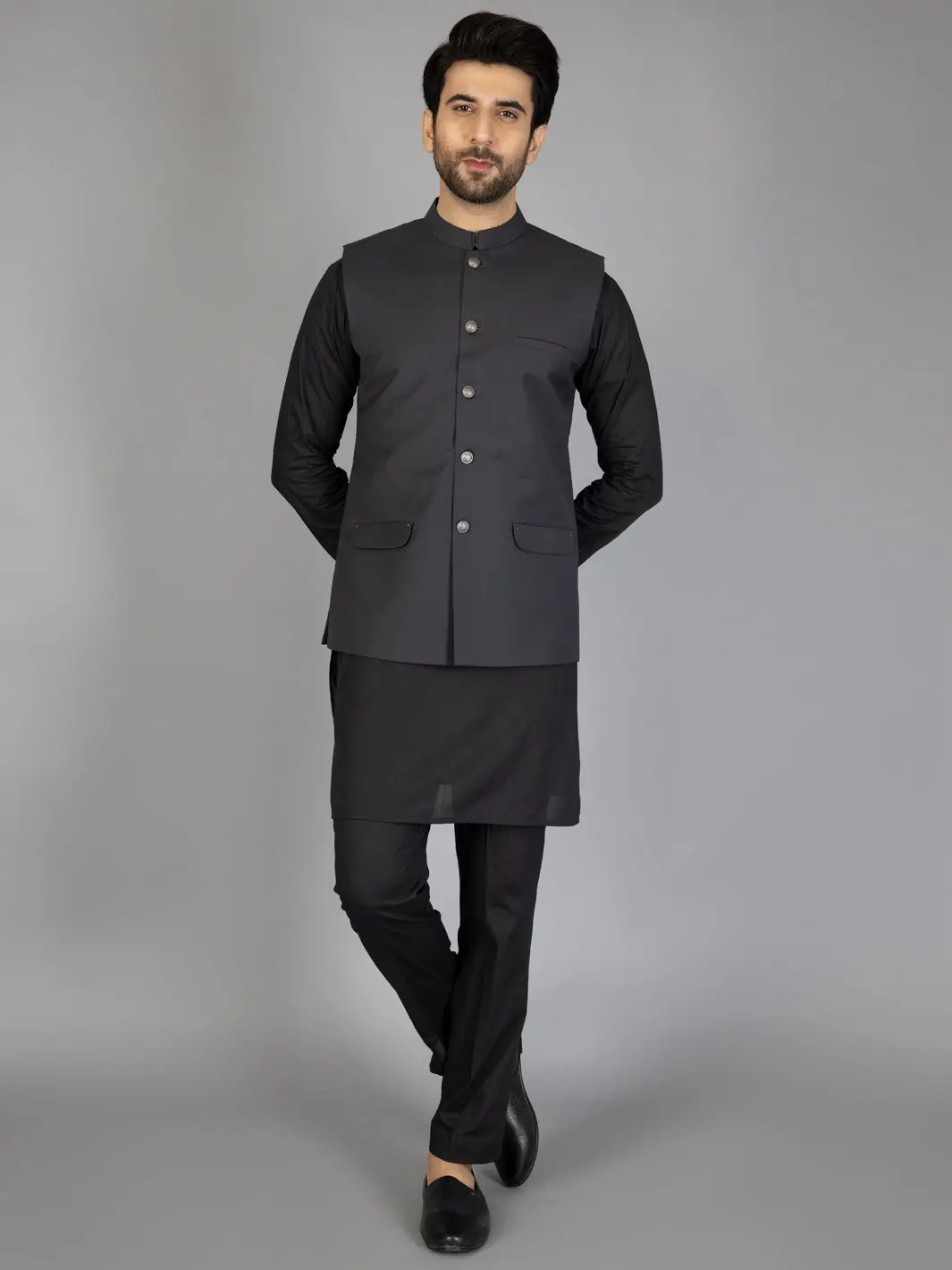 Grey Taffeta Waistcoat - Al-Wc-461 1