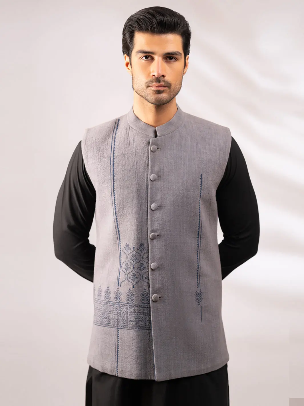 Grey Blue Casual Waistcoat - Al-Wc-474 1