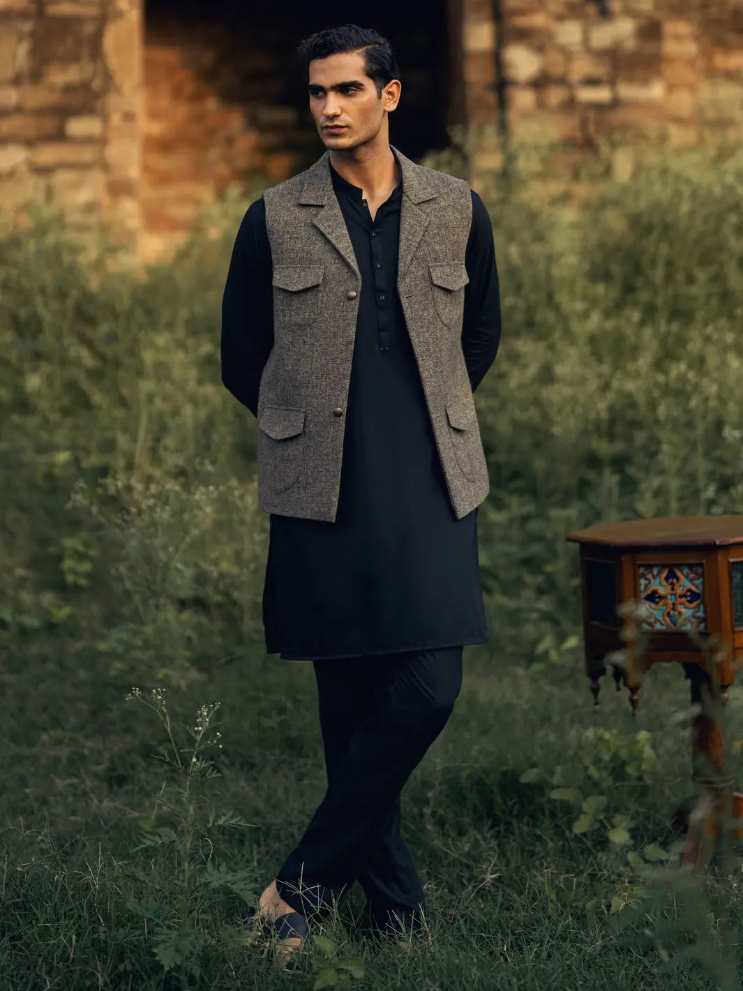 Olive Green Waistcoat - Al-Wc-603 1