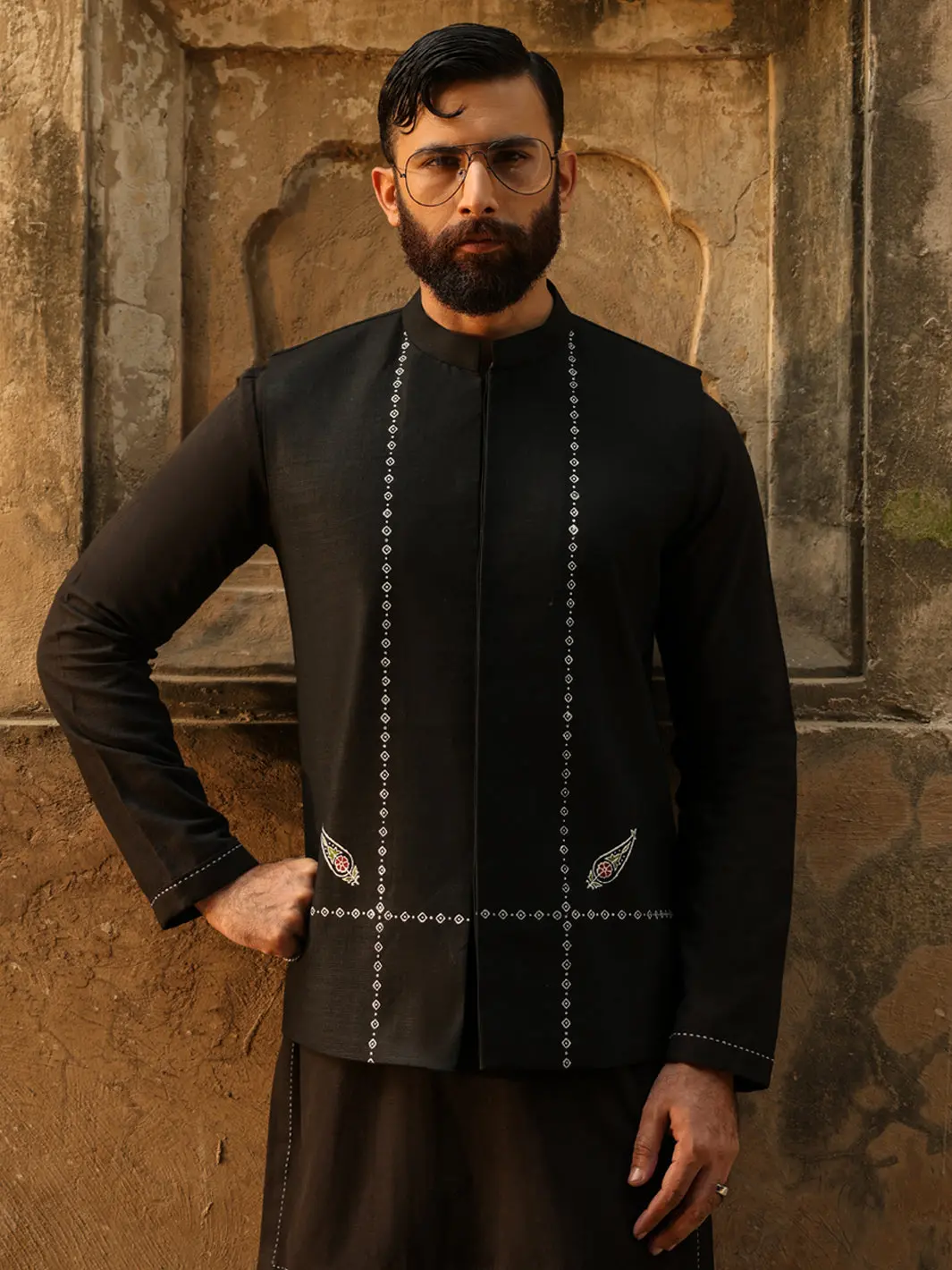 Black Cotton Cut & Sew Waistcoat - Al-Wc-608A 1