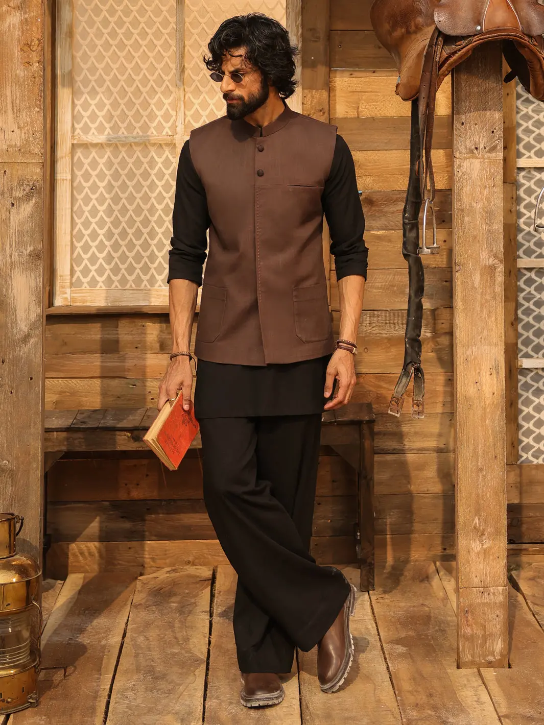 Brown Cotton Waistcoat - Al-Wc-610 1