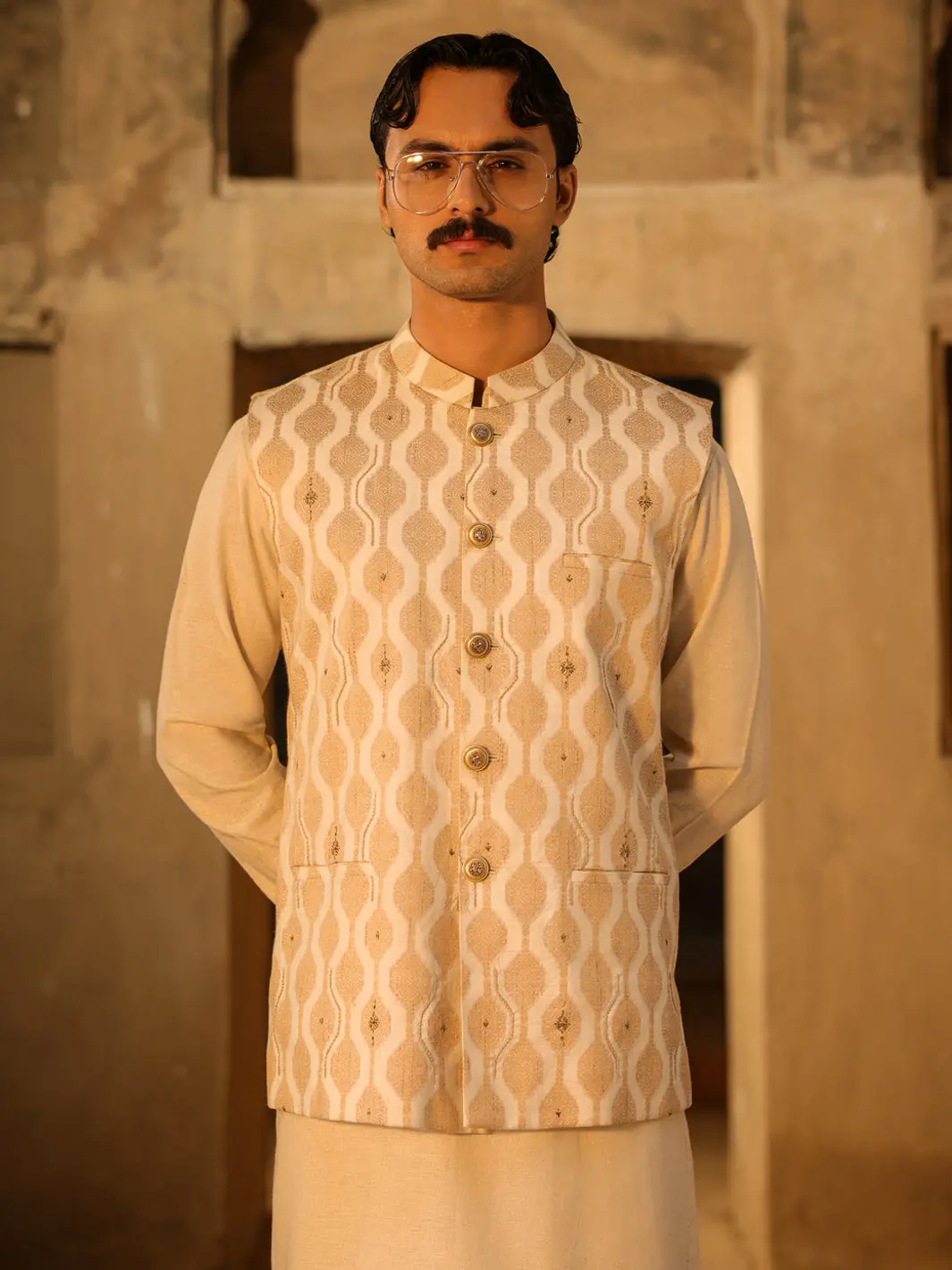 Beige Semi-Formal Waistcoat - Al-Wc-615 1