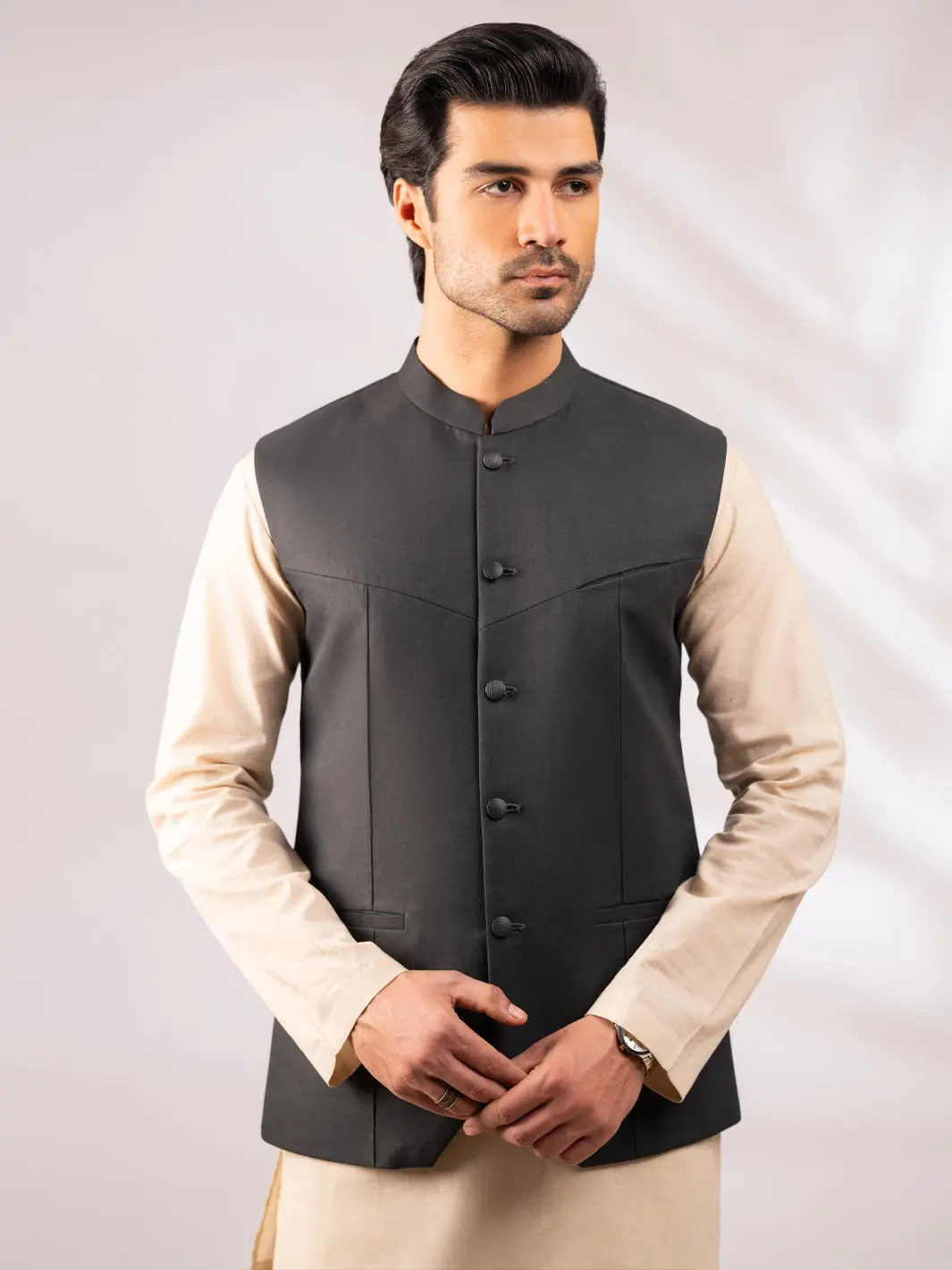 Grey Cut & Sew Waistcoat - Al-Wc-616 1