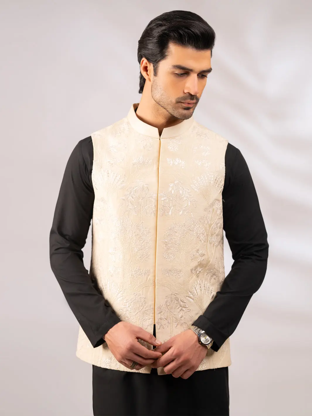 Cream Semi-Formal Waistcoat - Al-Wc-618A 1