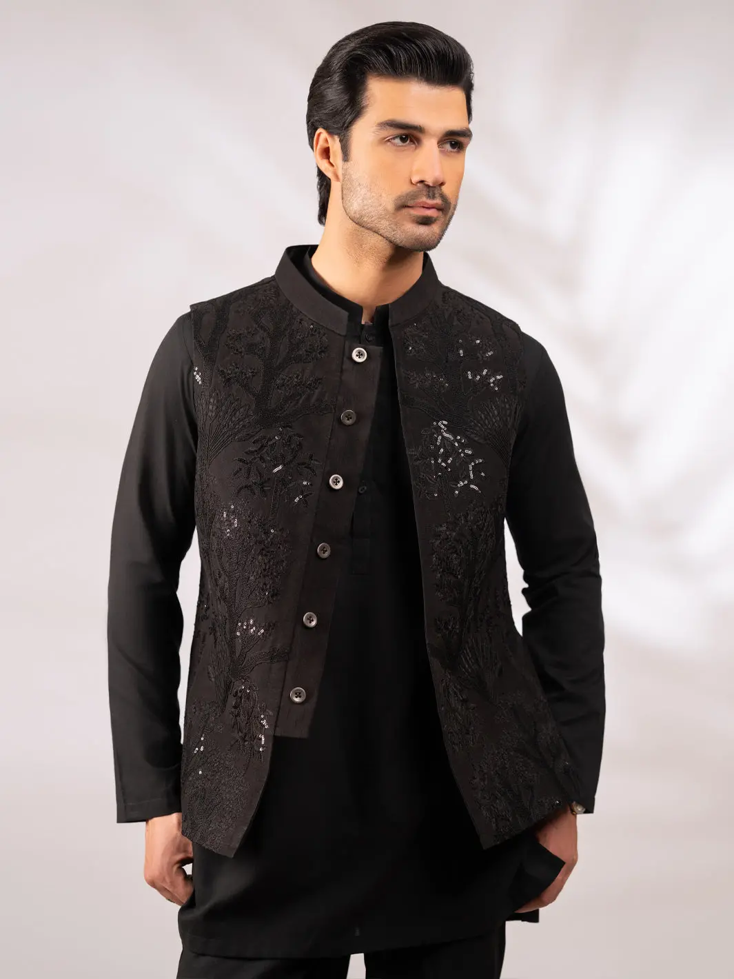 Black Semi-Formal Waistcoat - Al-Wc-618B 1