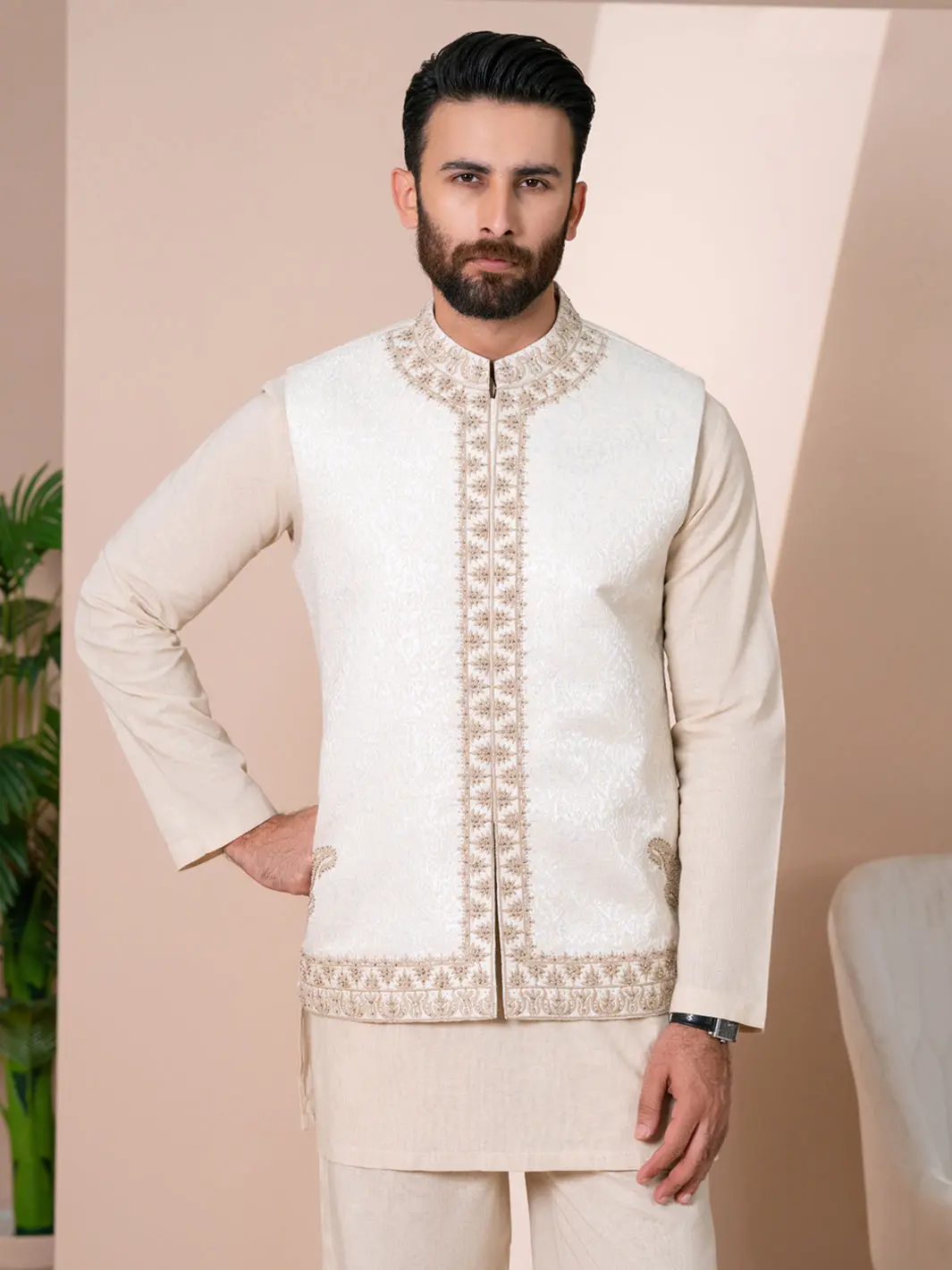 Cream Cut & Sew Waistcoat - Al-Wc-619 1