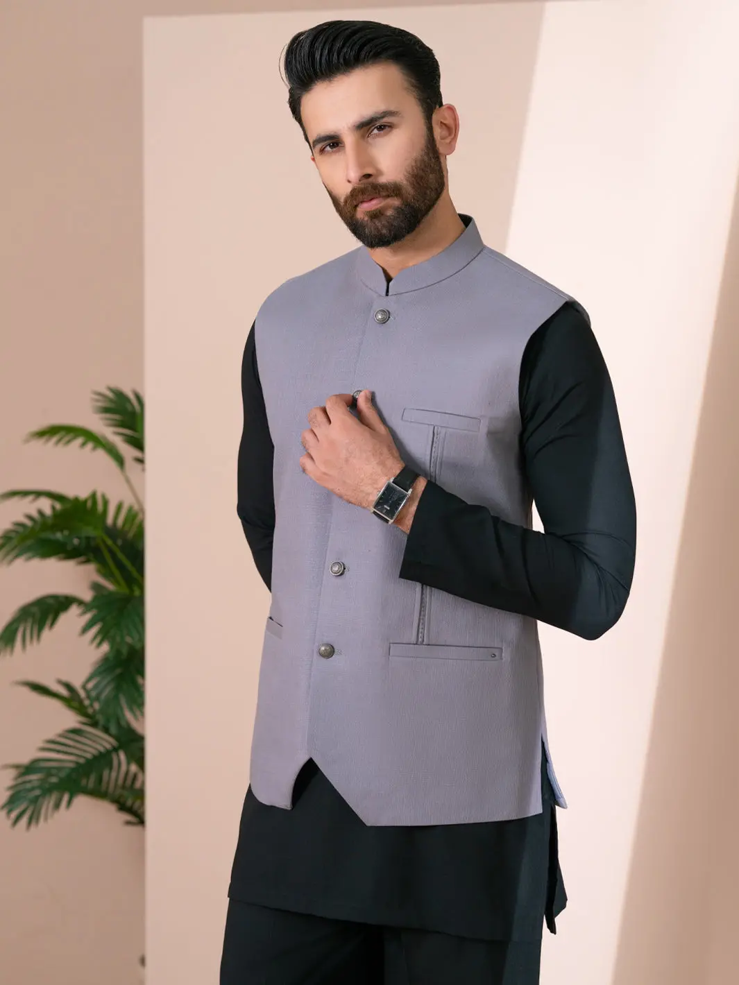Grey Cotton Formal Waistcoat - Al-Wc-620 1