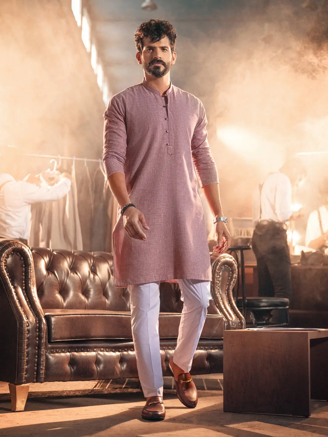 Pink Textured Kurta - Al-K-943 1