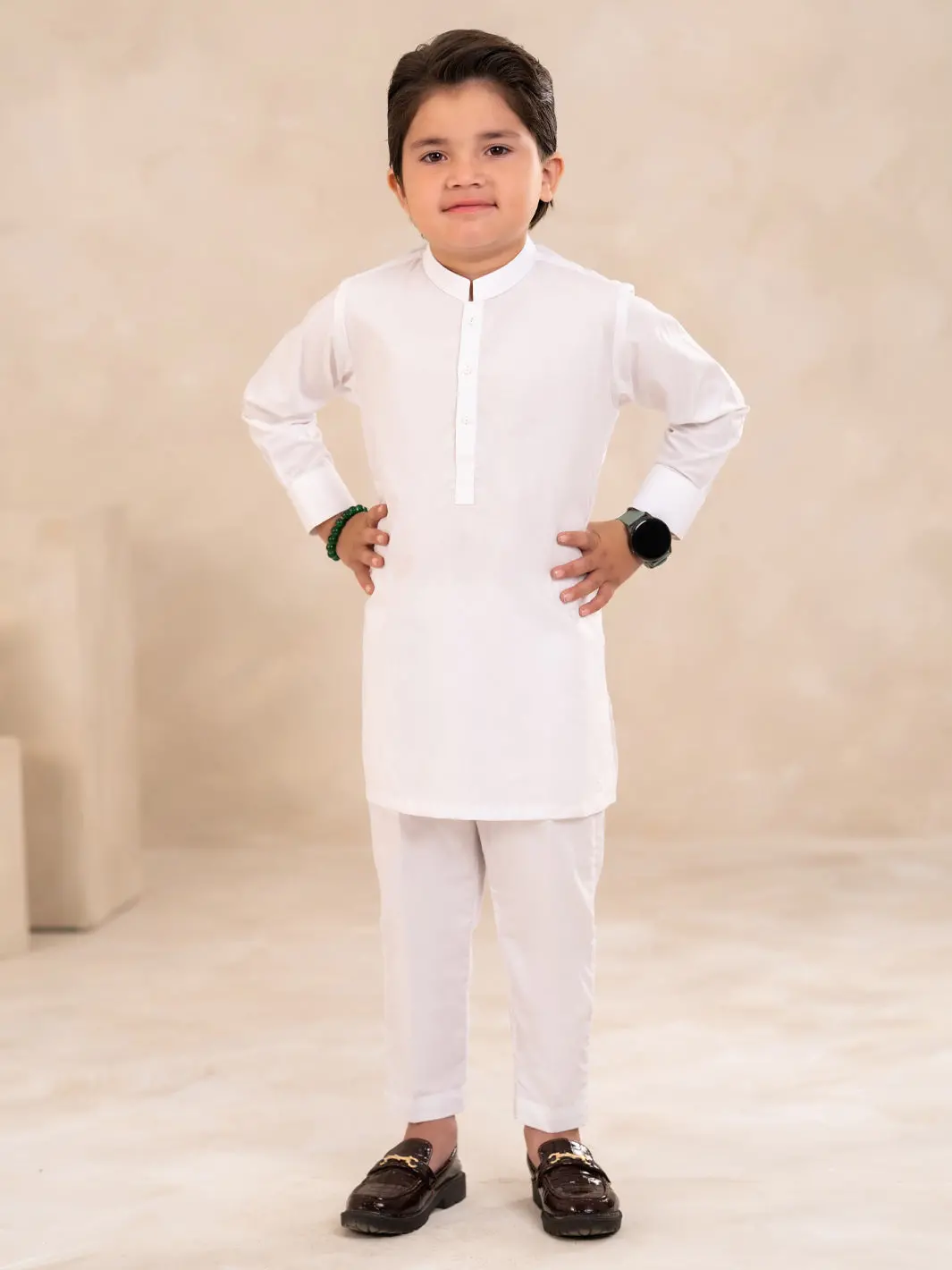 White Cotton Boys Kurta Trousers - Alby-Bq-Kt-001 1