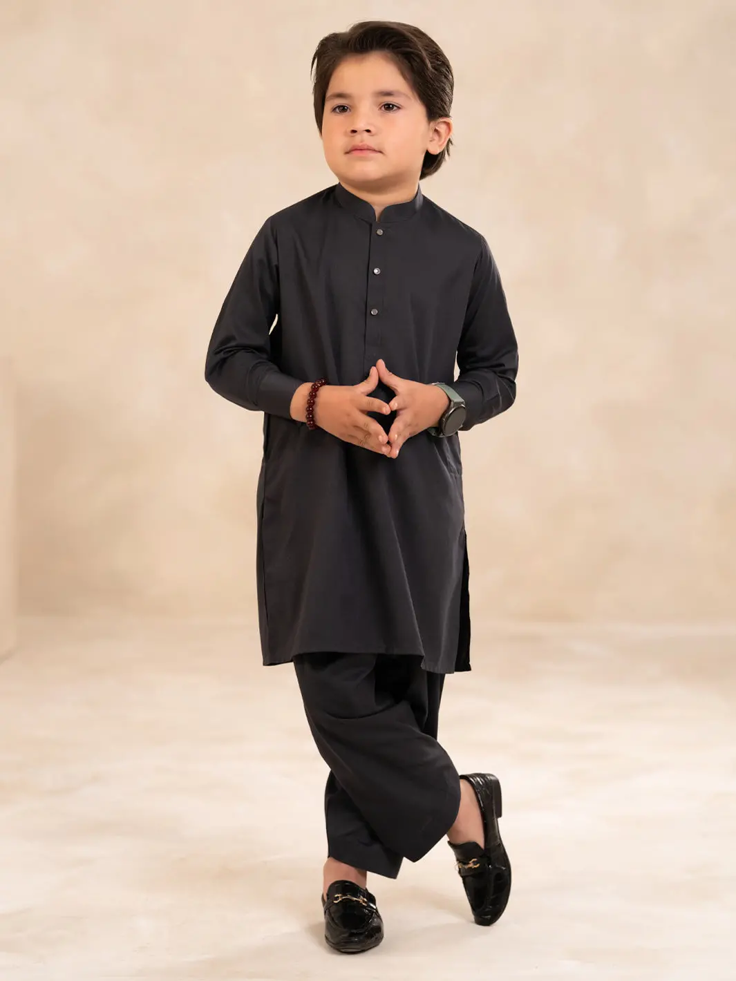Grey Plain Kameez Shalwar - Albyet-Ks-002 1