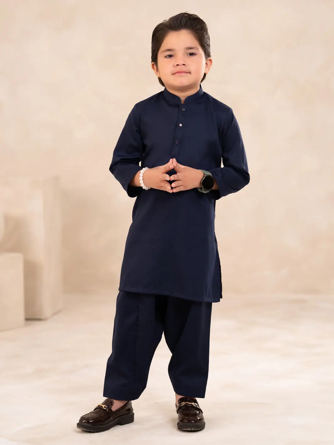 Navy Blue Plain Kameez Shalwar - Albyet-Ks-003 1