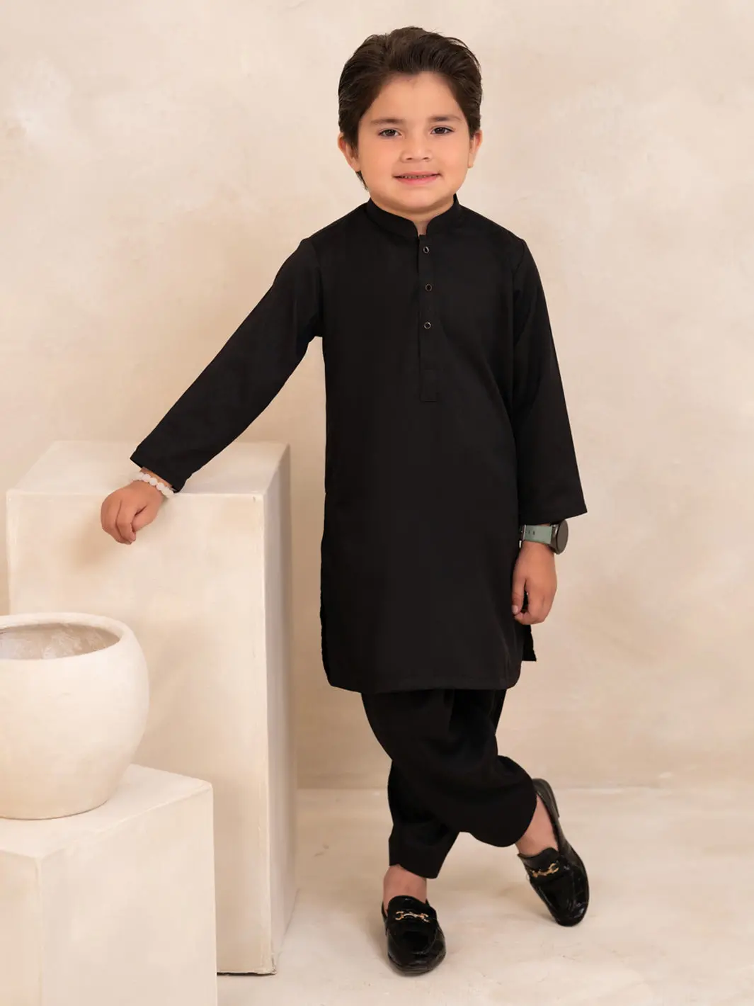 Black Plain Kameez Shalwar - Albyet-Ks-004 1