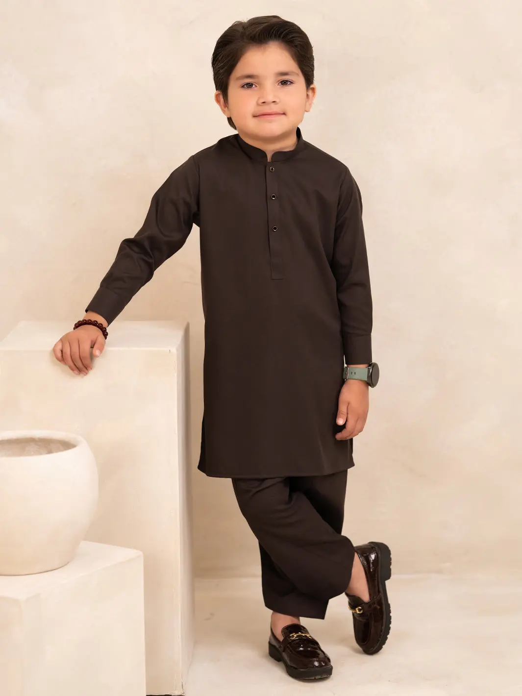 Brown Plain Kameez Shalwar - Albyet-Ks-005 1
