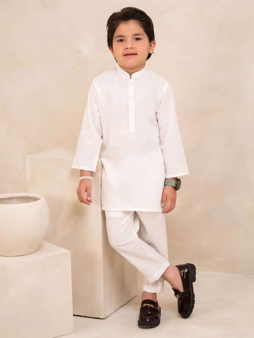 White Plain Kurta Trousers - Albyet-Kt-011 1