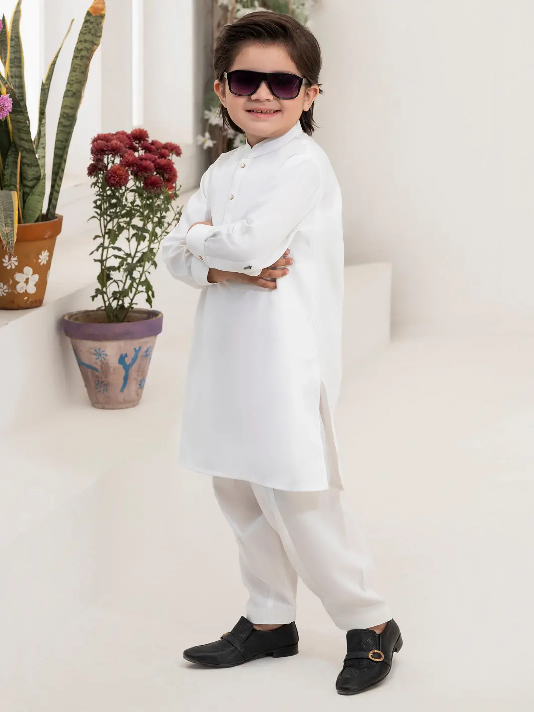 White Blended Kameez Shalwar - Alby-Ks-012 1