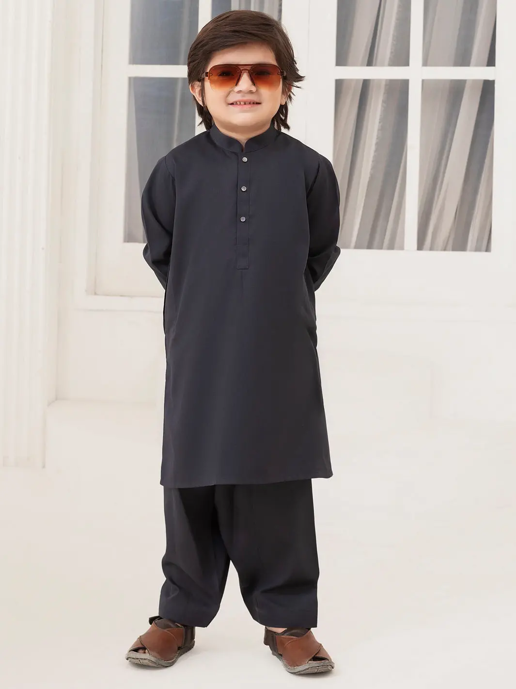 Grey Blended Kameez Shalwar - Alby-Ks-013 1