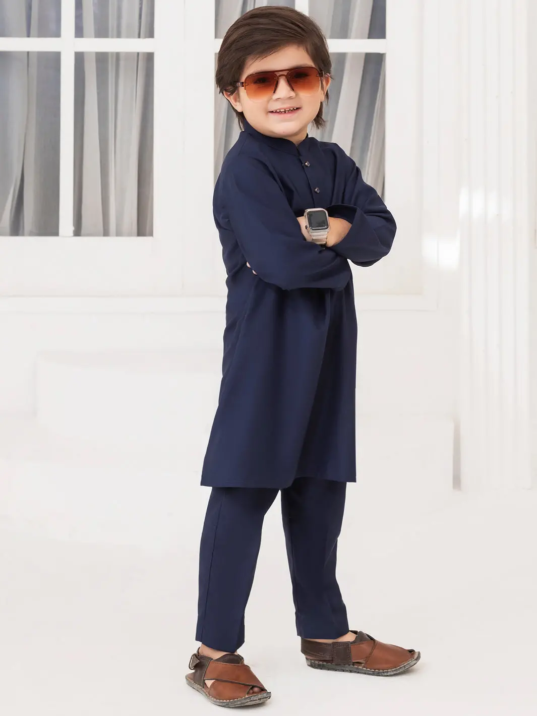 Navy Blue Blended Kurta Trouser - Alby-Kt-015 1