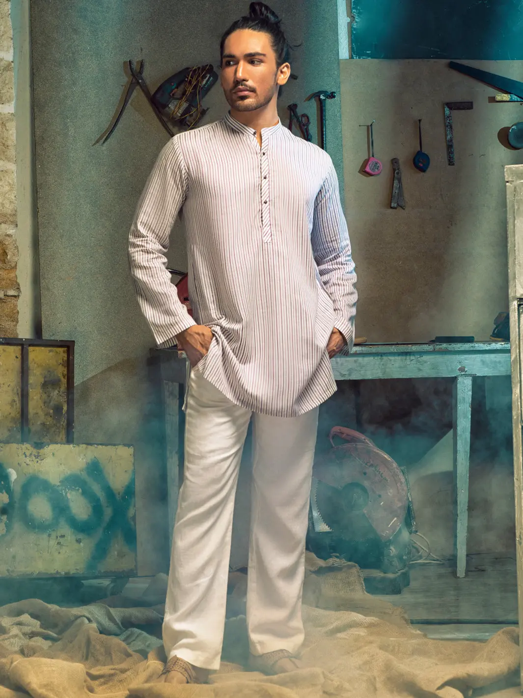 Purple Linen Short Kurta - Alcr-K-023 1