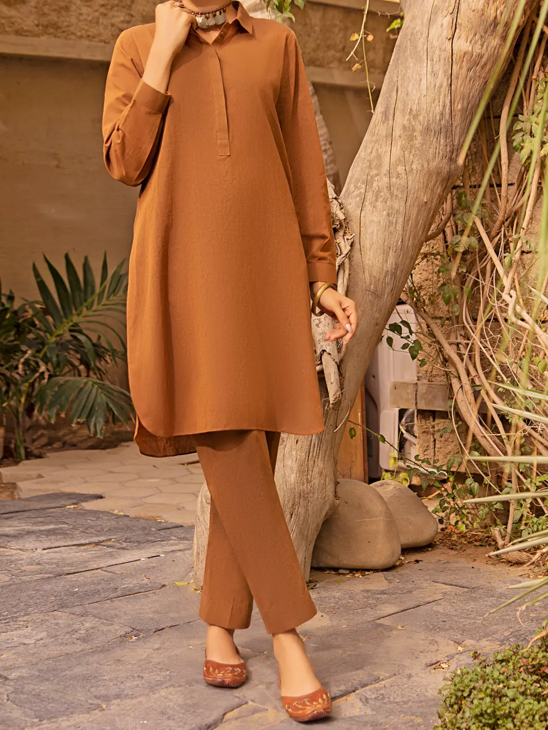 Brown Bunnat 2Pc Stitched - Alcr-2Ps-Lks-1029 1