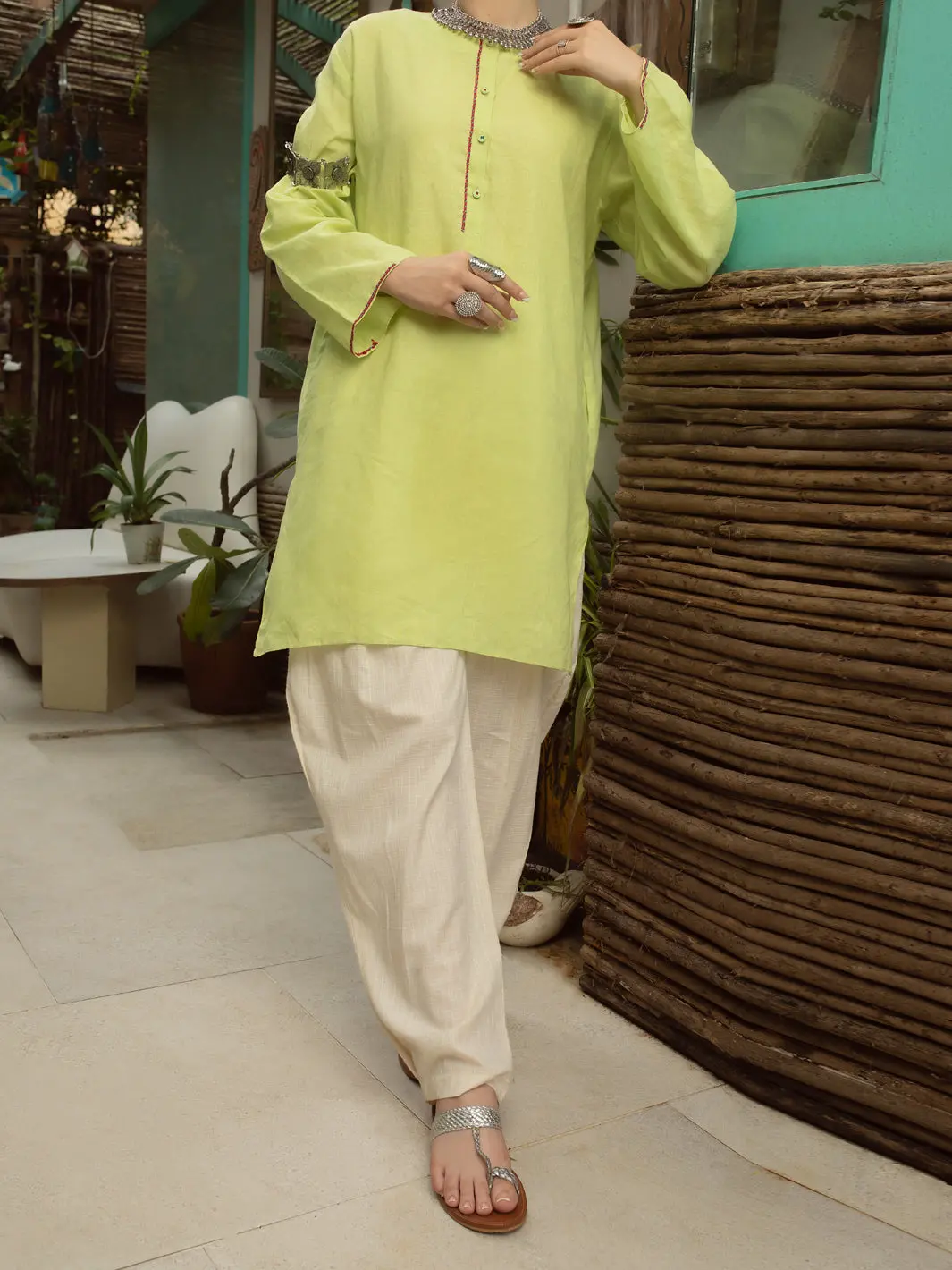 Parrot Green Blended Tunic - Alcr-Lk-1065 1
