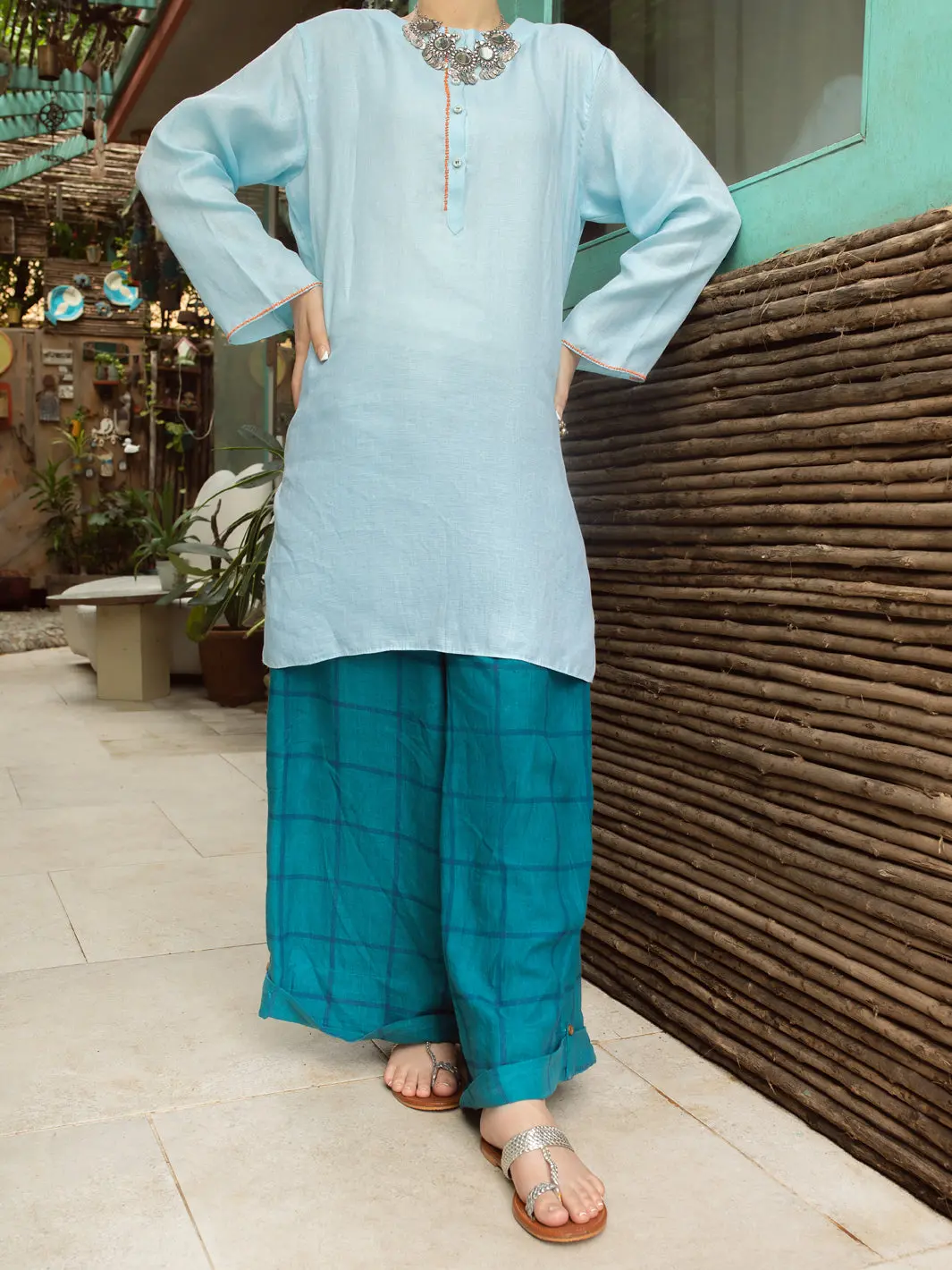 Ice Blue Blended Tunic - Alcr-Lk-1066 1
