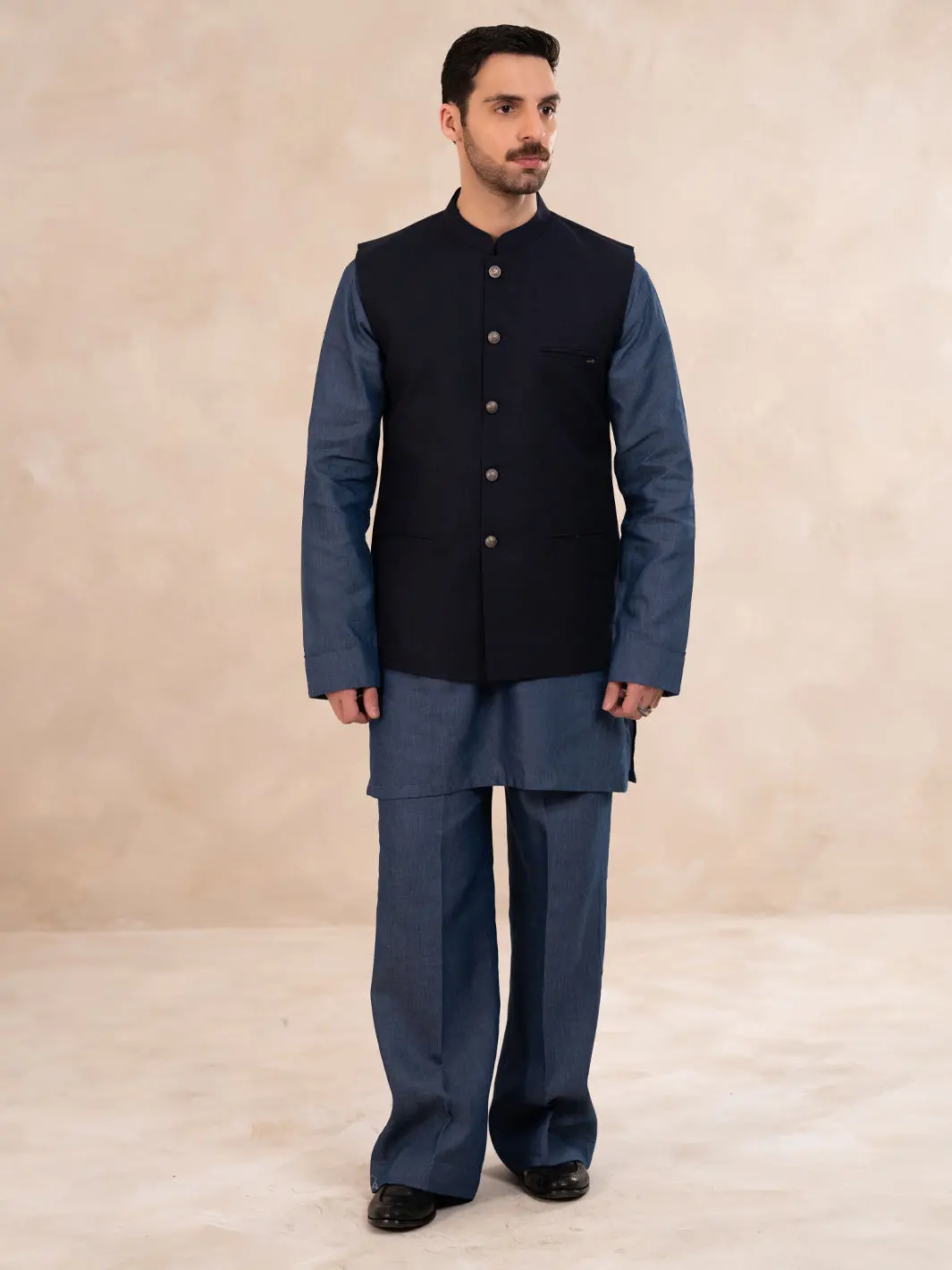 Navy Blue Plain Waistcoat - Alet-Wc-1003-R3 1