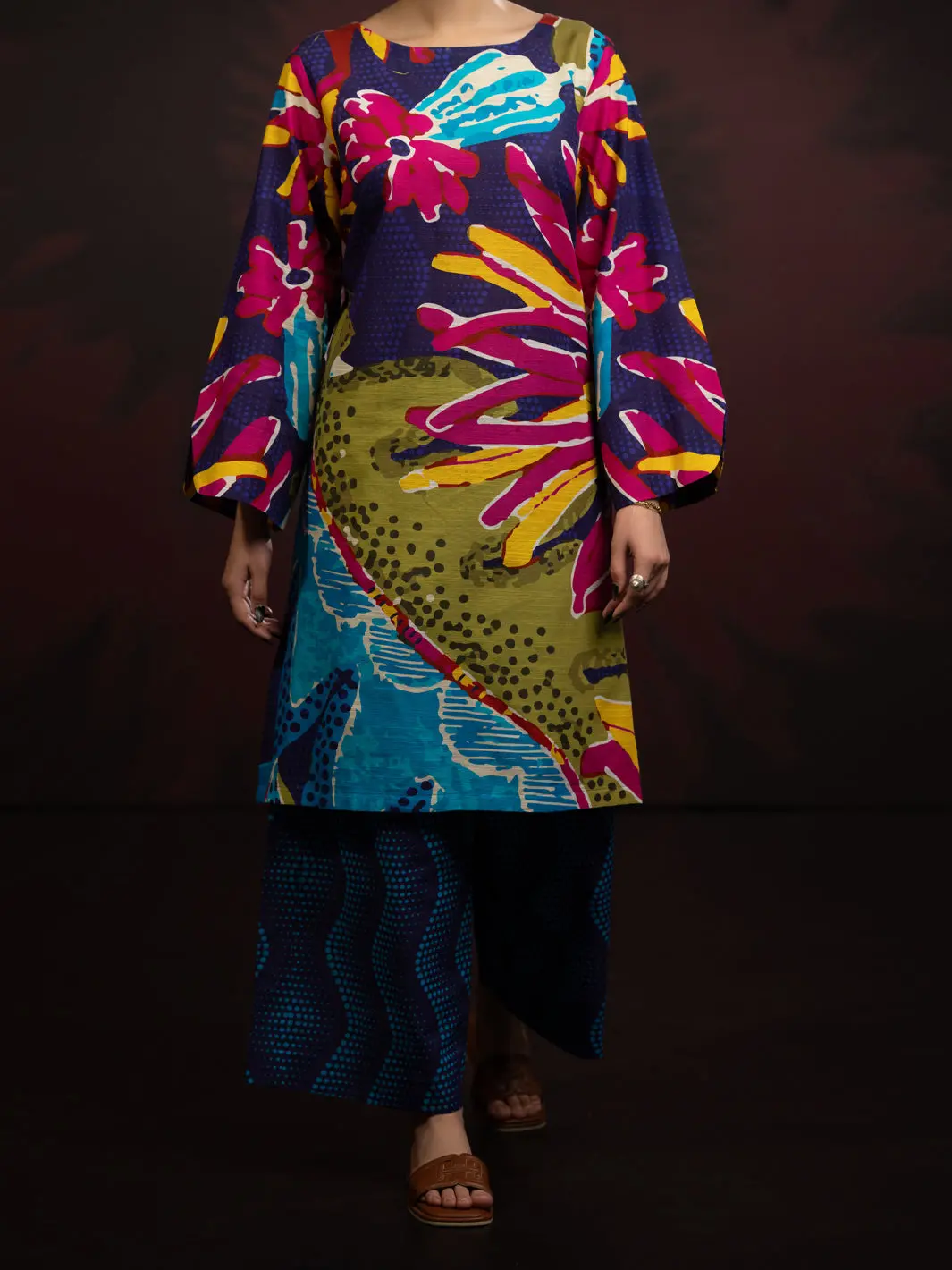 Black Light Slub Khaddar 2Pc Stitched - Al-2Ps-Lks-1093 1