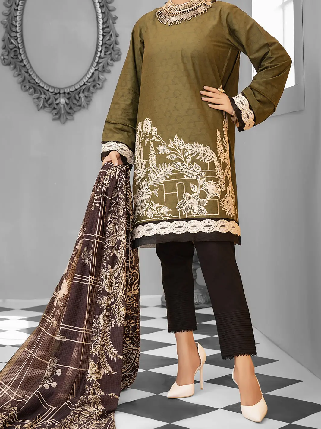 Green Cambric 2Pc Unstitched - Alp-1031 1