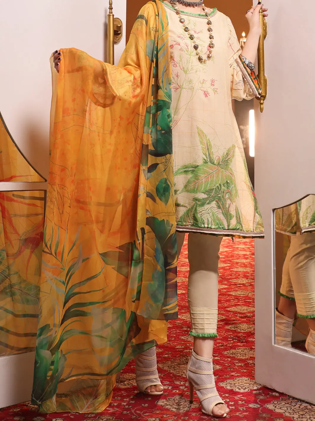 Cream Lawn 3Pc Stitched - Alp-3Ps-1036/S 1