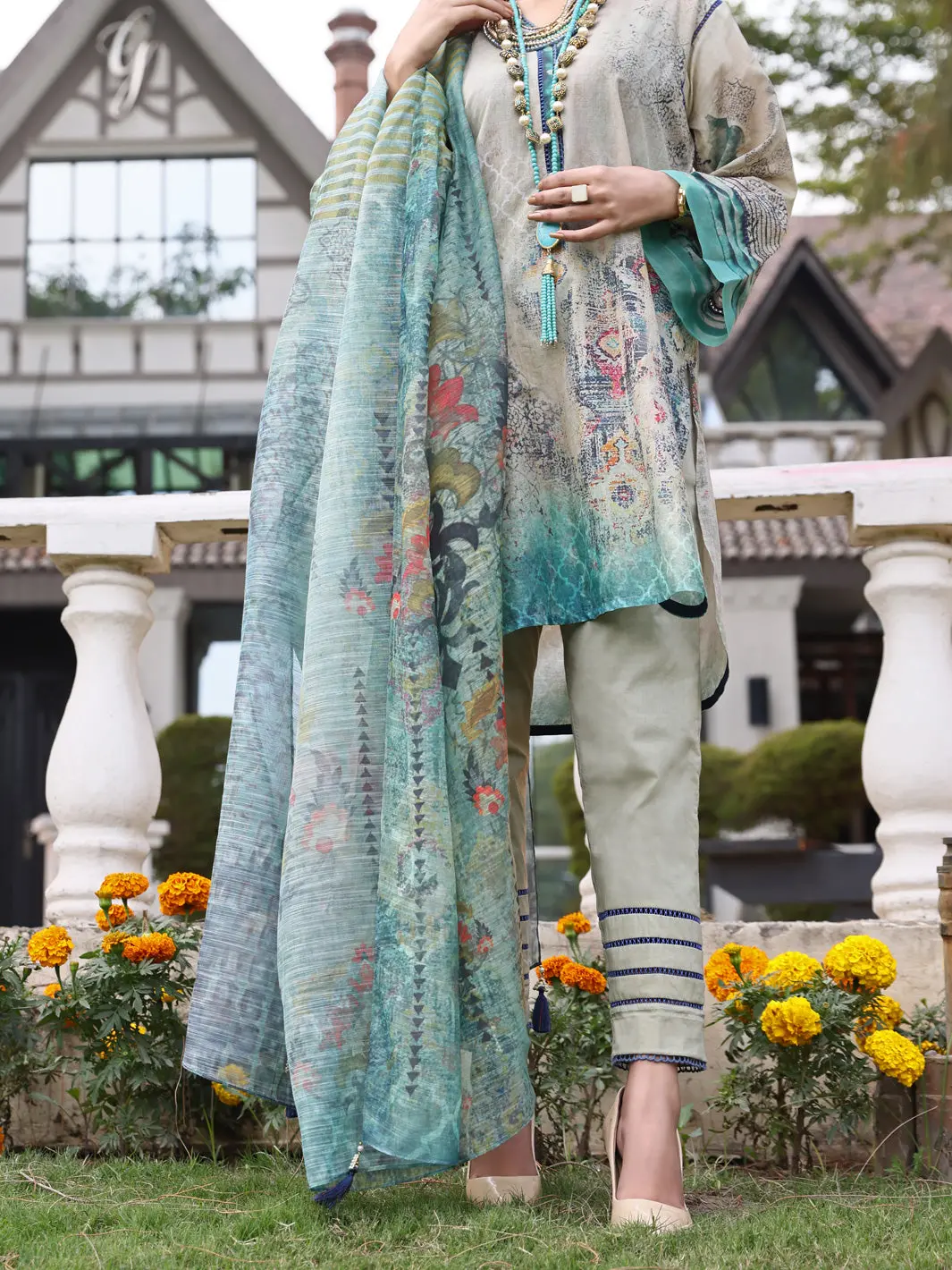 Teal Lawn 3Pc Unstitched - Alp-3Ps-1044 1