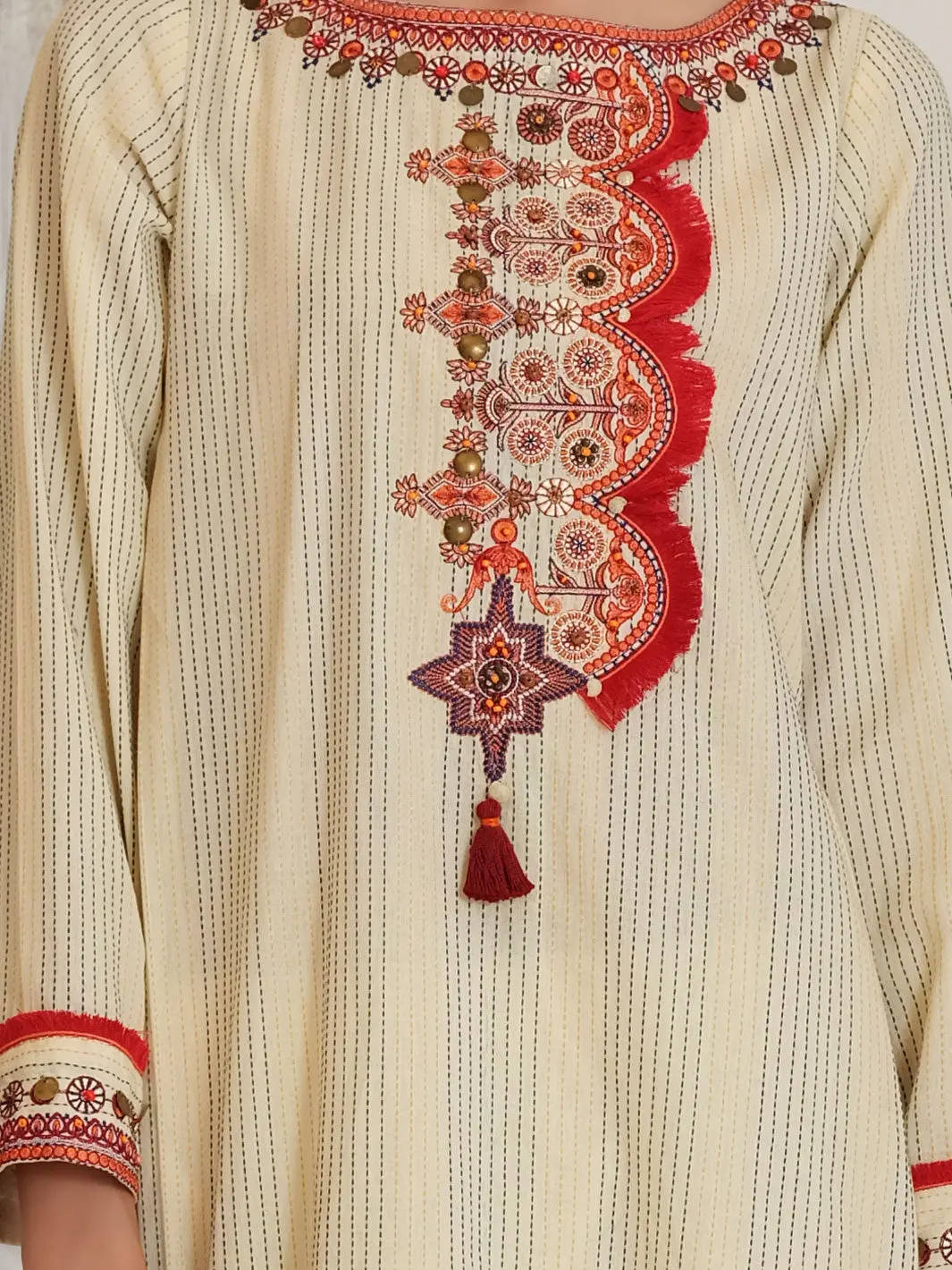 Off White Yarn Dyed Jacquard 3Pc Stitched - Alp-3Ps-1053/S 2