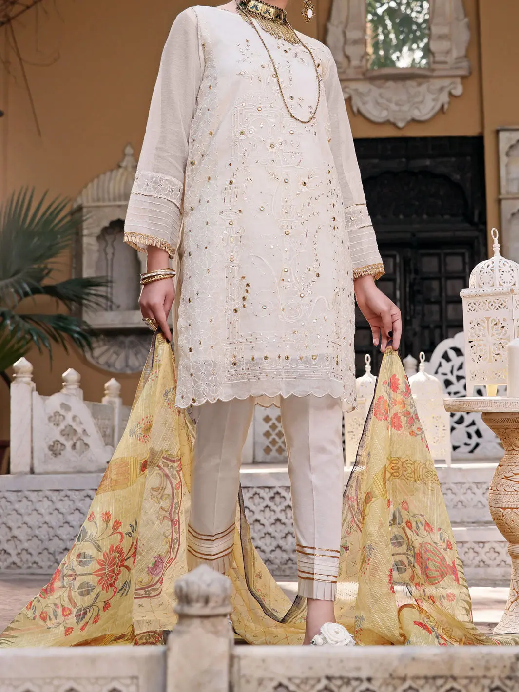 White Khaddi 3Pc Stitched - Alp-3Ps-1074/S 1