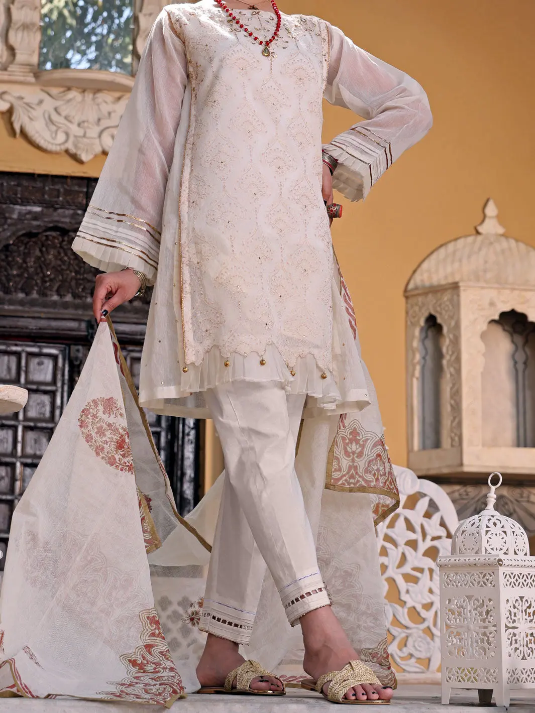 Cream Khaddi 3Pc Stitched - Alp-3Ps-1076/S 1
