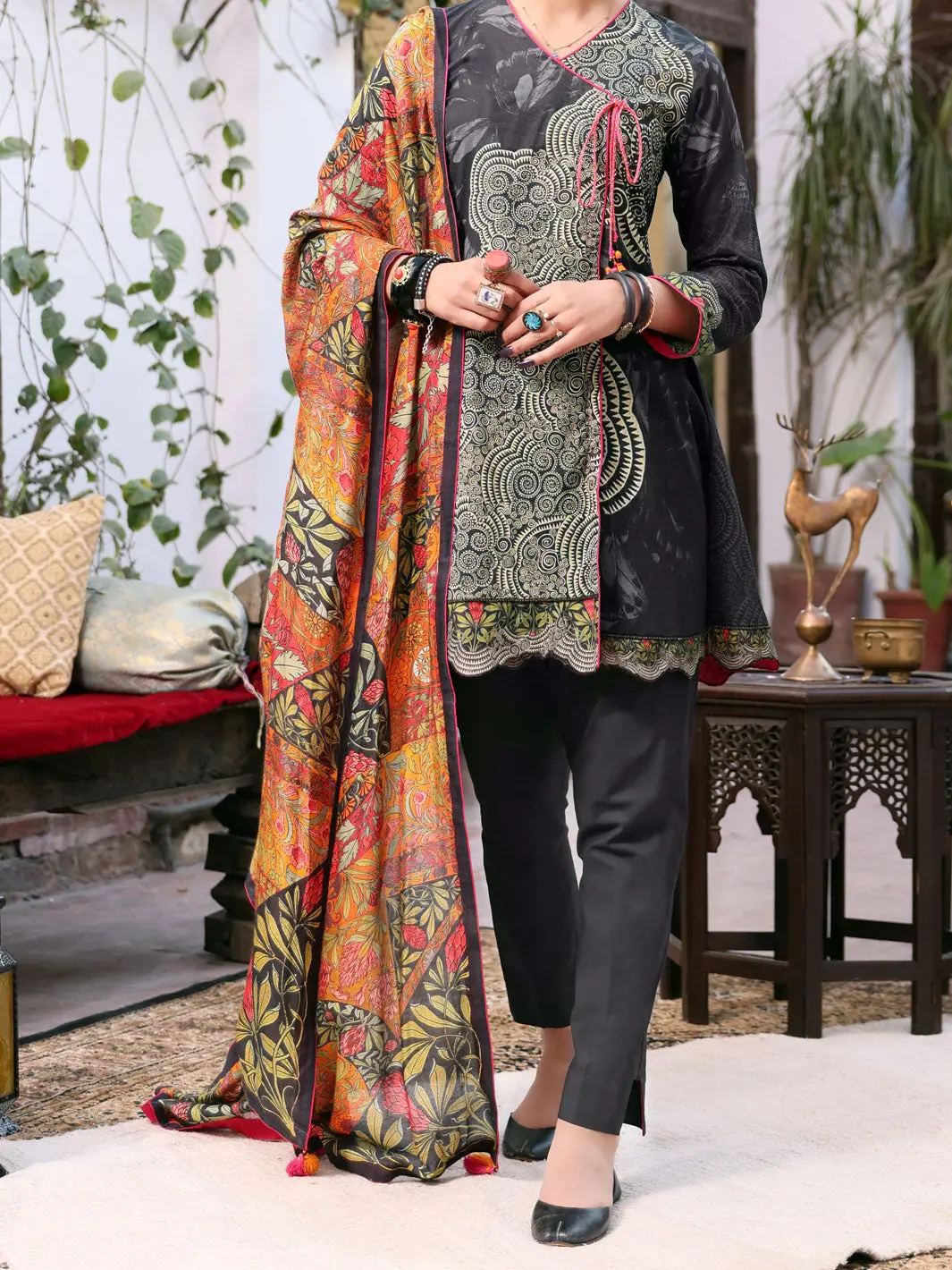 Black Lawn 3Pc Stitched - Alp-3Ps-1078/S 1
