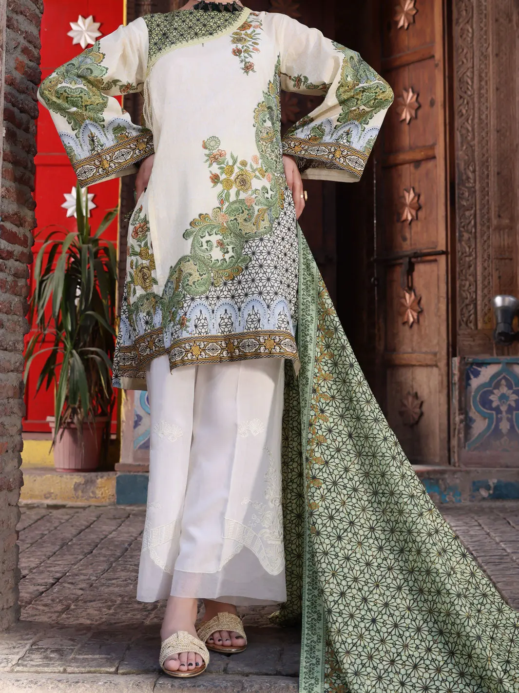 Off White Lawn 2Pc Unstitched - Alp-2Ps-1104 1