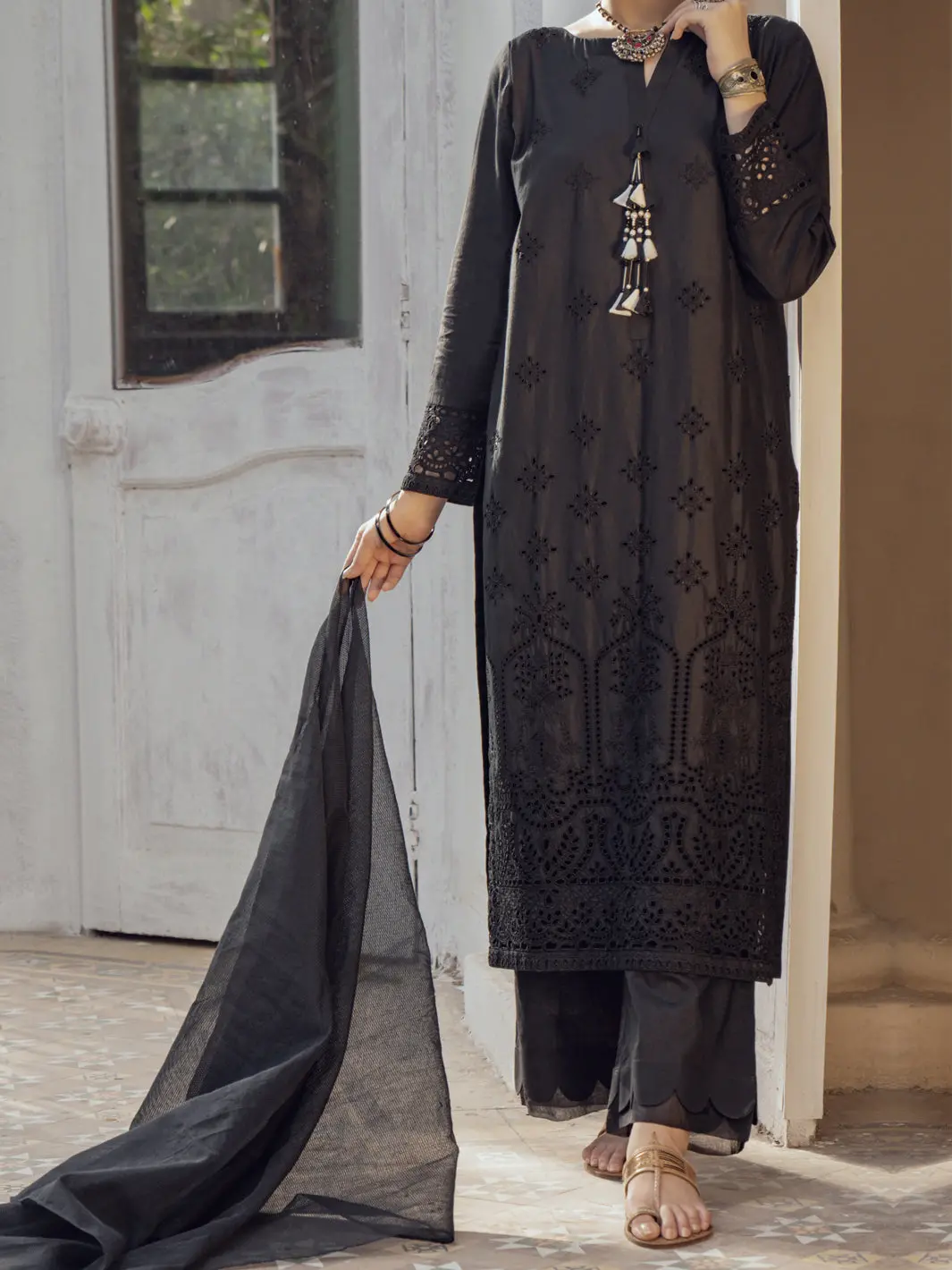 Black Cambric 3Pc Stitched - Alp-3Ps-1169 1