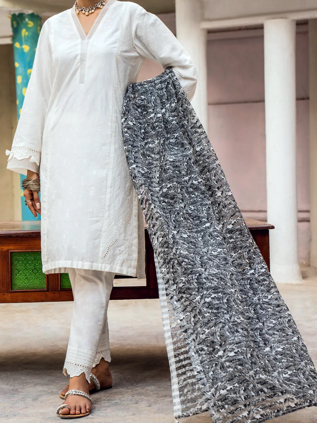 White Cambric 3Pc Stitched - Alp-3Ps-1173 1