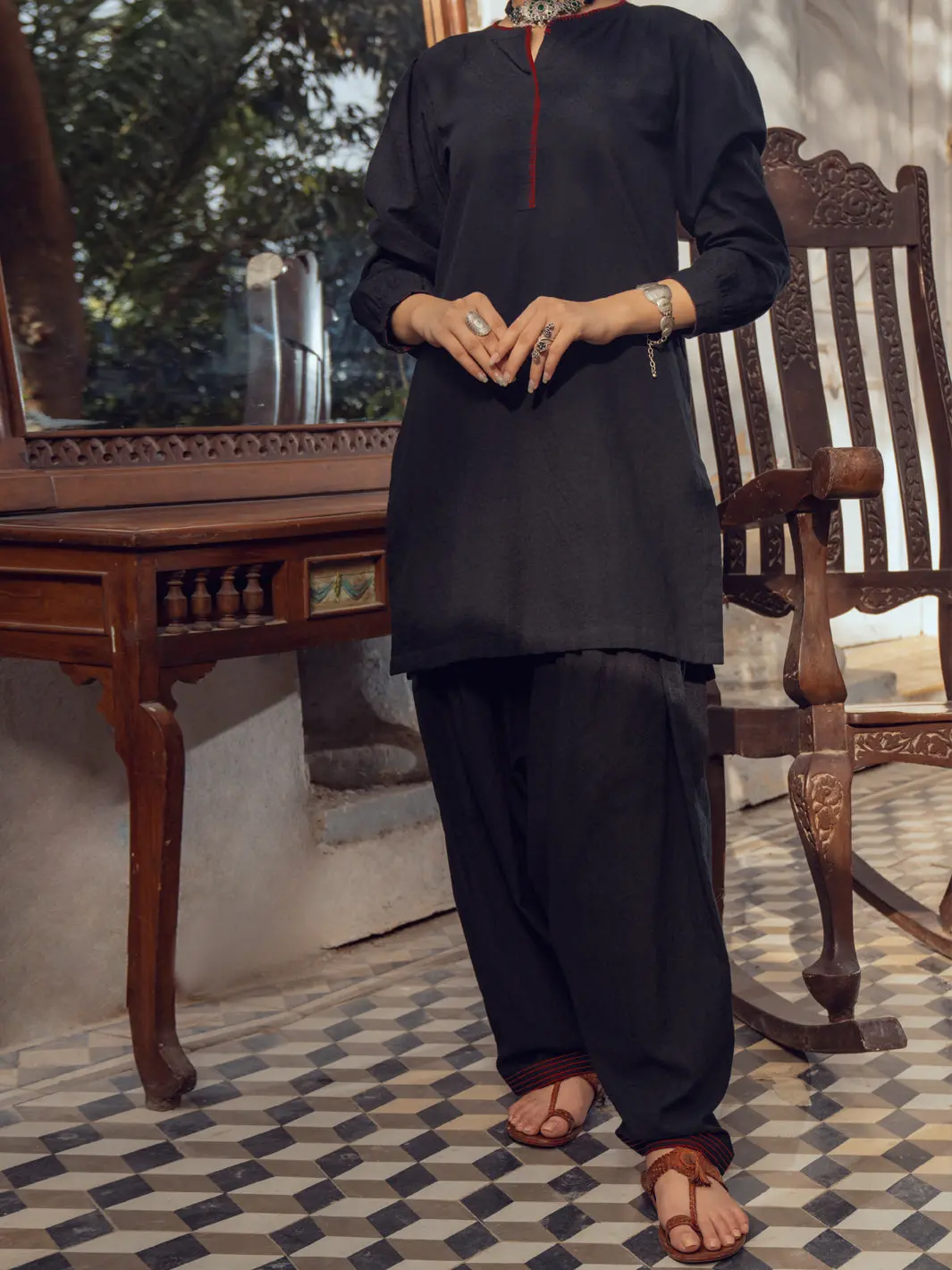 Black Jacquard 2Pc Stitched - Alp-2Ps-1174 1